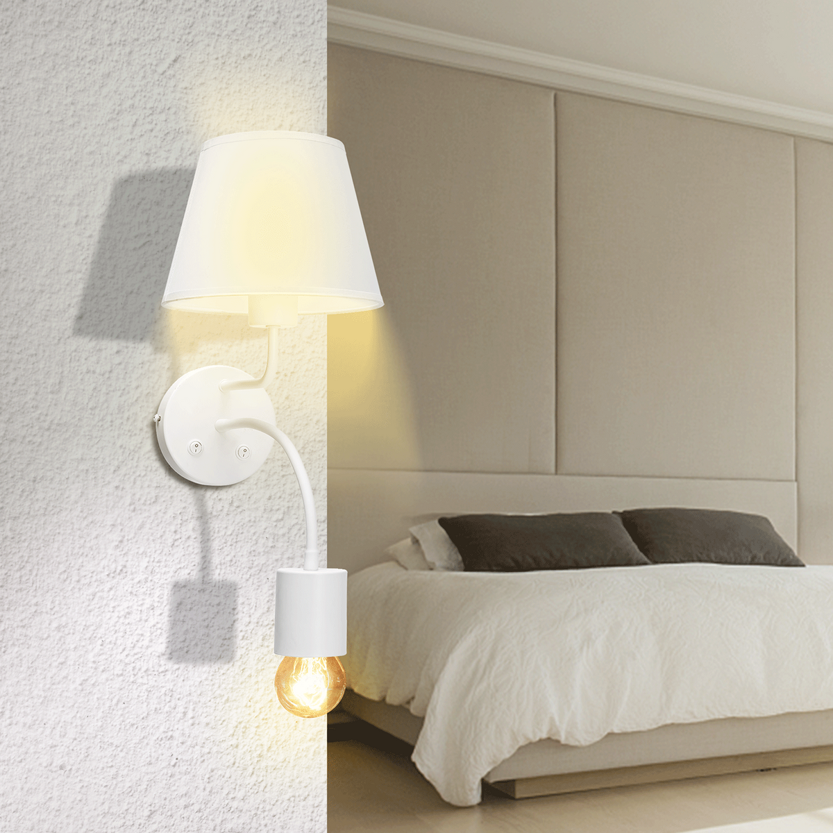 Applique In Metallo Bianca Per Camera da Letto Comodino GU10 e E27