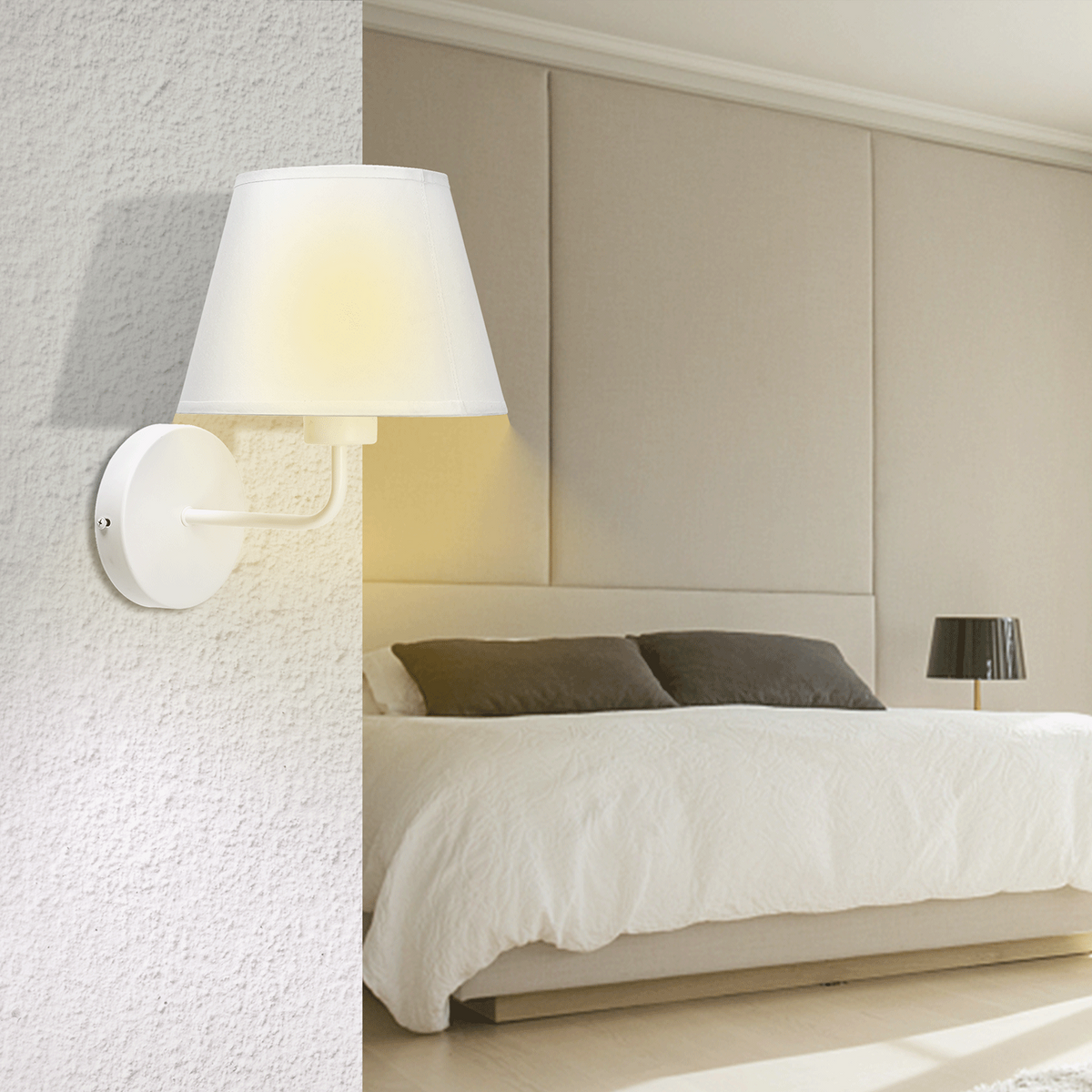 Applique In Metallo Bianca Per Camera da Letto Comodino Attacco E27