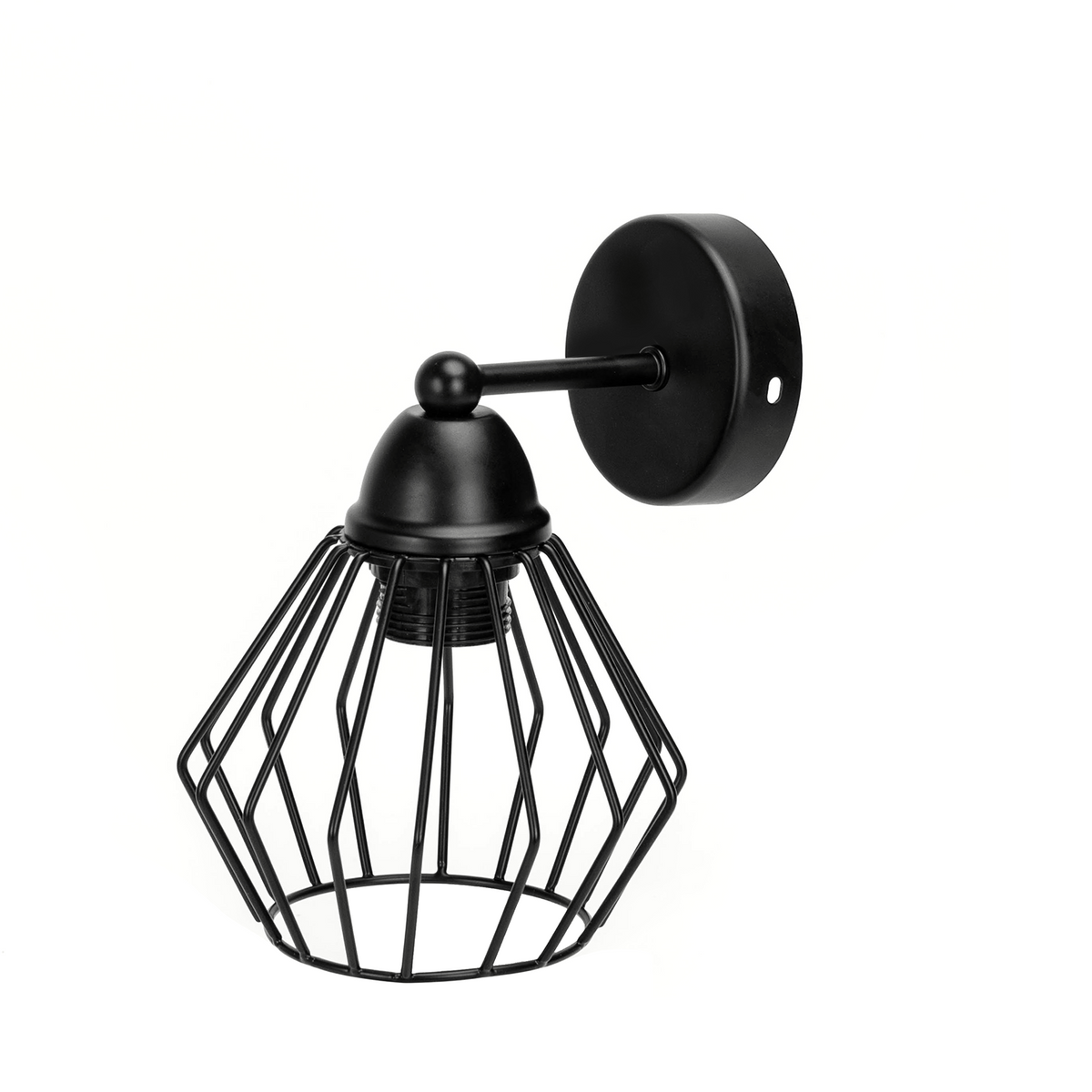 Applique In Metallo Nera Gabbia 1 x E27 Vintage Industriale
