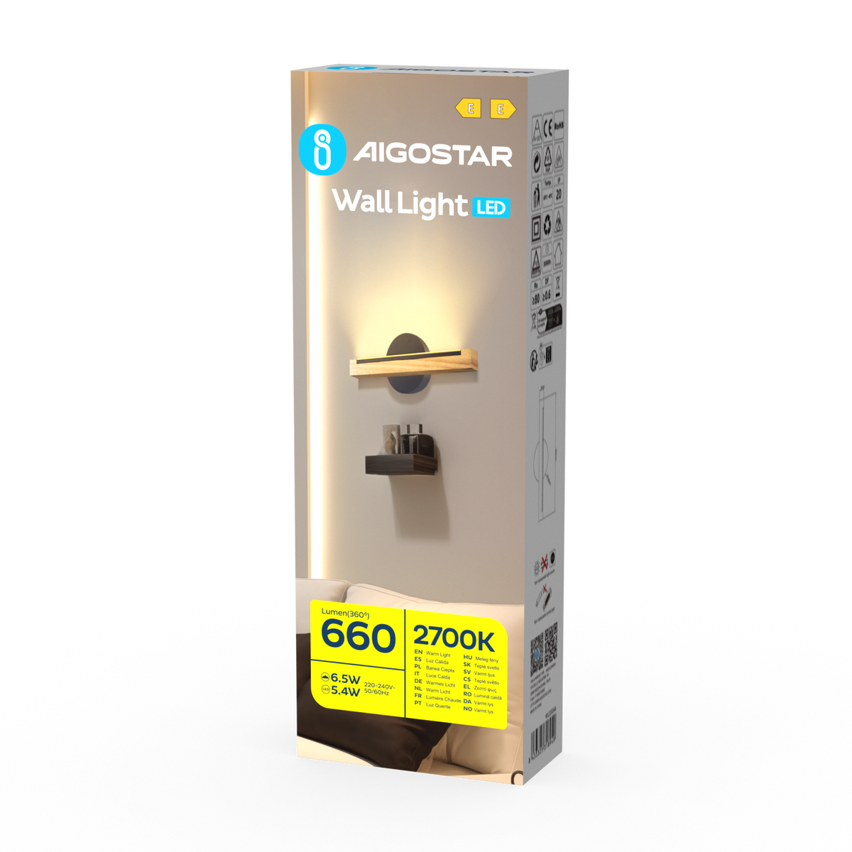 Applique Led In Legno e Metallo 6,5W Luce Calda 2700K