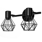 Applique In Metallo Nera a Gabbia 2 x E14 Vintage Industriale