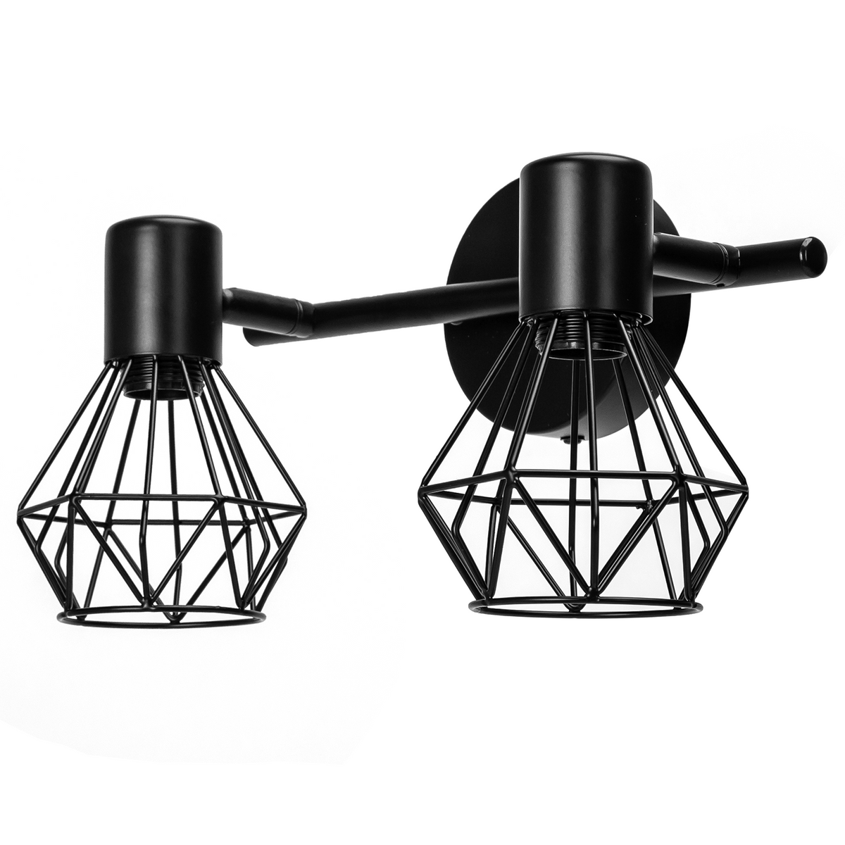 Applique In Metallo Nera a Gabbia 2 x E14 Vintage Industriale