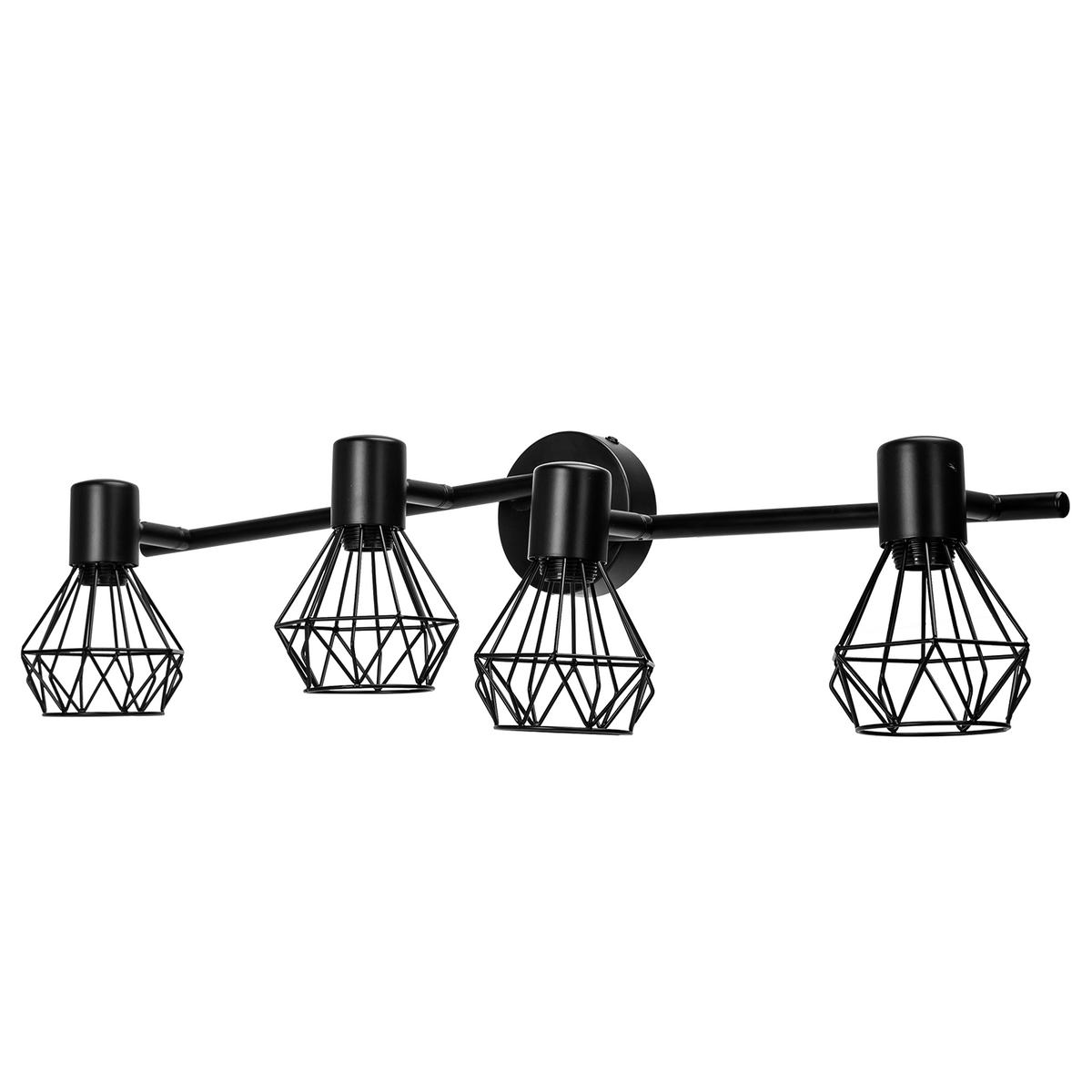 Applique In Metallo Nera a Gabbia 4 x E14 Vintage Industriale