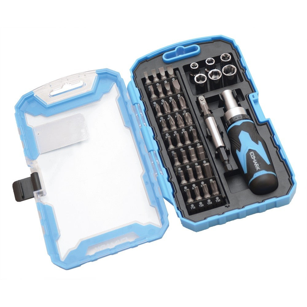 Kit di Cacciaviti con Meccanismo Cricchetto 41 Pezzi Elmark 598134