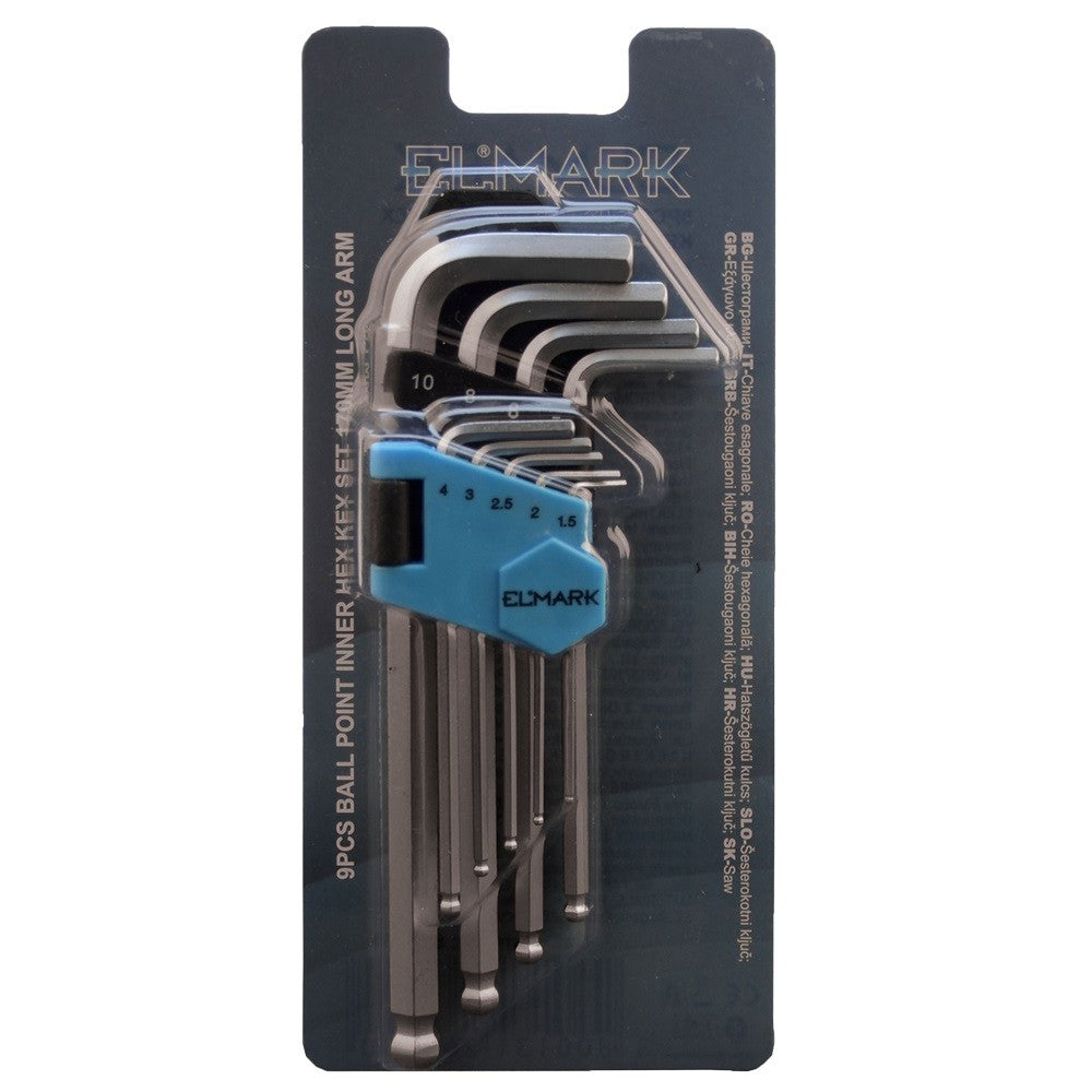 Kit di 9 Chiavi Esagonali Con Punta a Sfera Elmark 598250