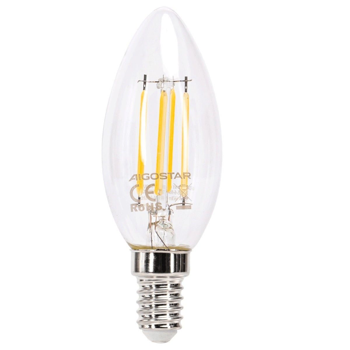 Lampadina Led a Filamento E14 C37 a Oliva 6W Bianco Caldo 2700K