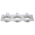 Portafaretto Orientabile da incasso 9,1cm x 25,5cm GU10 / MR16 Cornice Quadrata Argento 3 Faretti