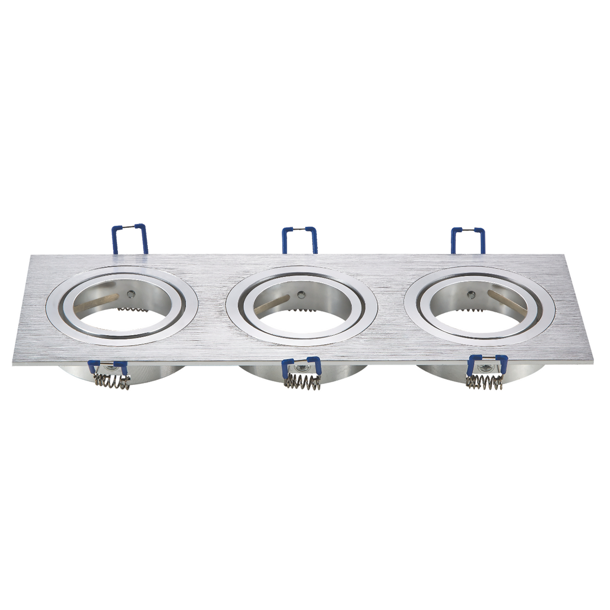 Portafaretto Orientabile da incasso 9,1cm x 25,5cm GU10 / MR16 Cornice Quadrata Argento 3 Faretti