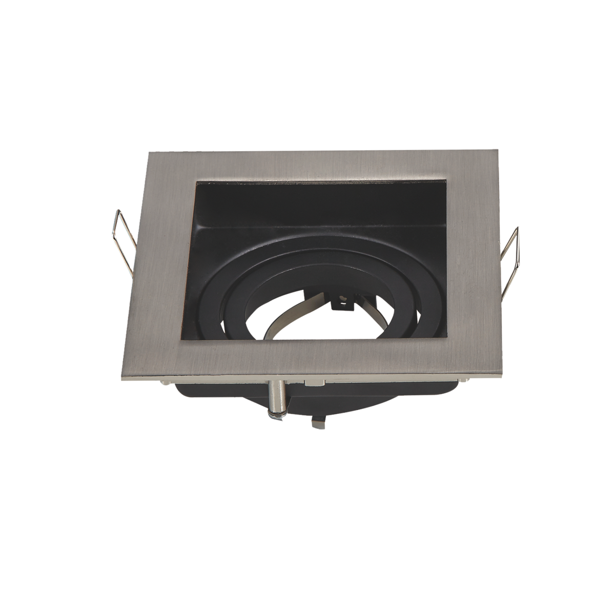 Portafaretto Ghiera Orientabile da incasso 10cm GU10/MR16 Cornice Quadrata Nichel Satinato