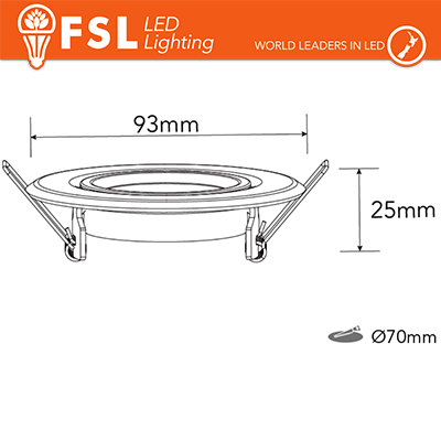 FSL Portafaretto Orientabile Color Argento 90*25/Φ70 - GU10 MR16