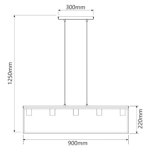 Lampadario a Sospensione in Metallo a 5 Attacchi E27 Max 40W