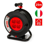 Avvolgicavo Prolunga Elettrica 4 Prese Cavo H05VV-F3G1.5MM2 25 Metri CE