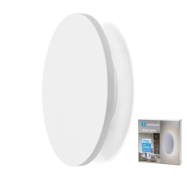 Applique a Led in Metallo Bianca da 6,5W 3000k Luce Calda D. 18cm