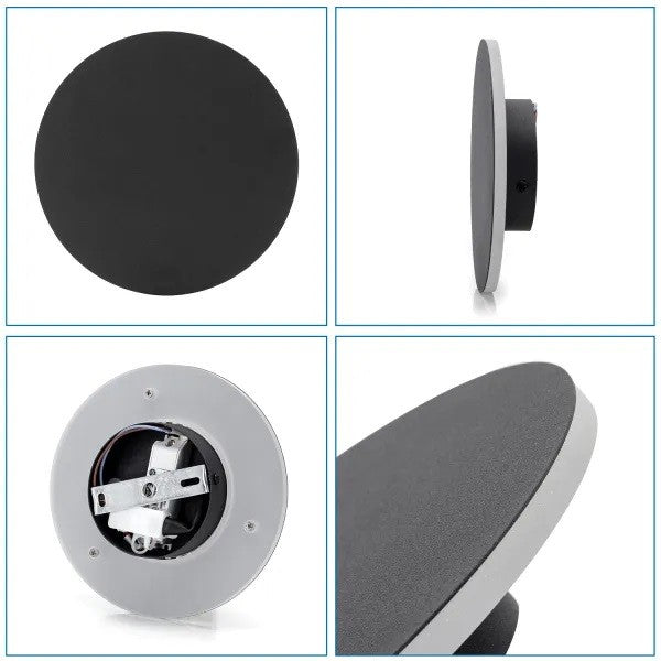 Applique a Led in Metallo Nera da 12W 3000k Luce Calda D. 25cm