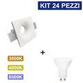 KIT 24 Portafaretti Gesso Ceramico Conico da Incasso + 24 Lampadine GU10