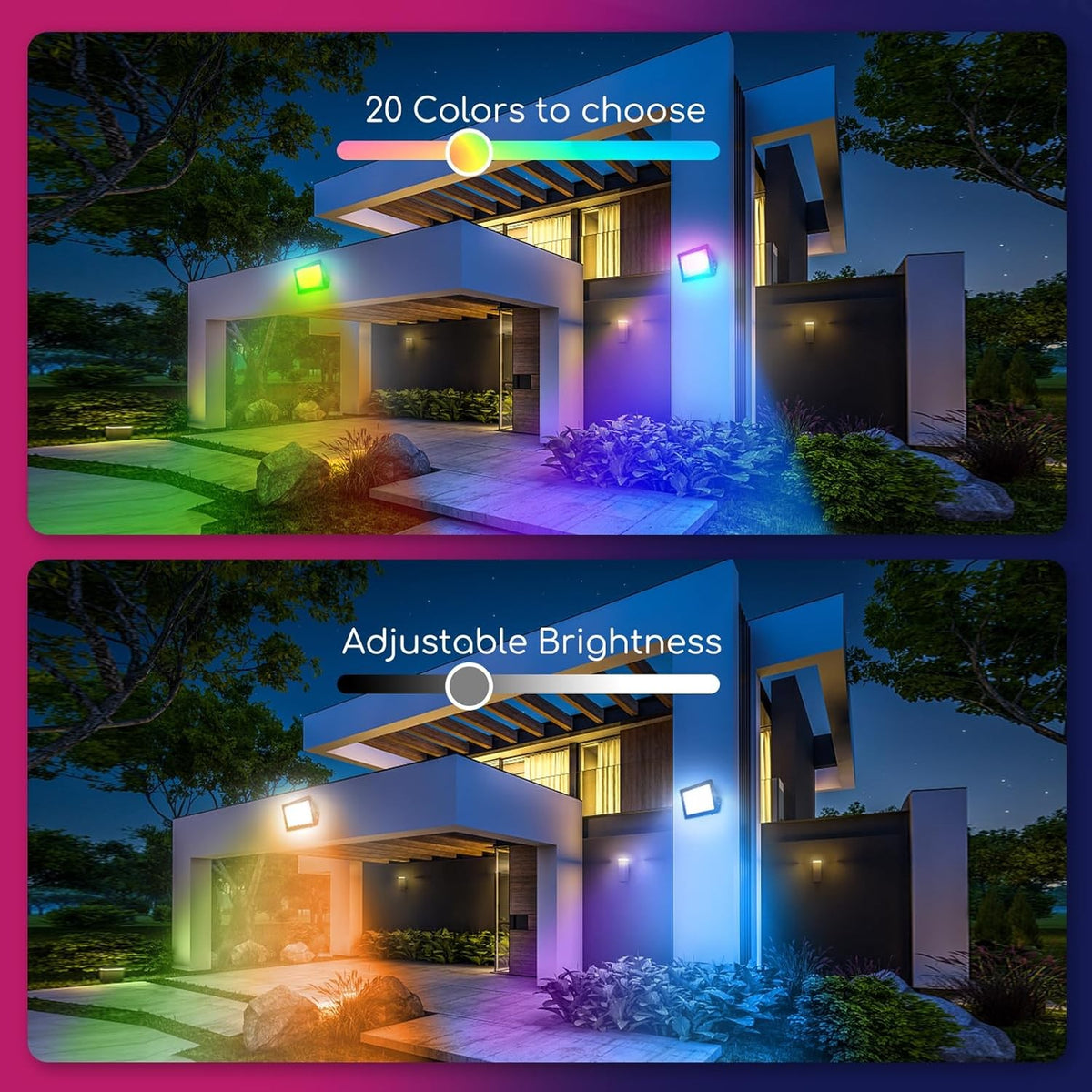 Faro Proiettore Led 20W Nero IP65 RGB Luce Regolabile e Dimmerabile con Telecomando
