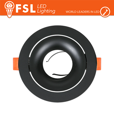 Portafaretto Ghiera 3D Orientabile Tonda Nera Foro 95mm In Alluminio FSL