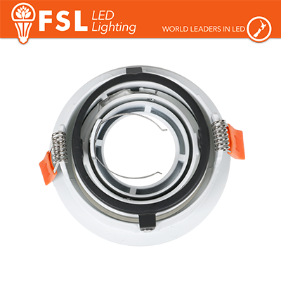 Portafaretto Ghiera 3D Orientabile Tonda Bianca Foro 95mm In Alluminio FSL