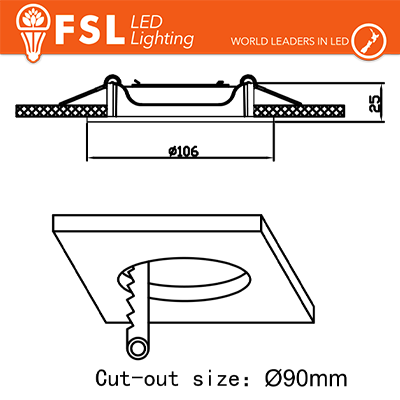 Portafaretto Ghiera Tonda Orientabile Nera Foro 90mm In Alluminio FSL