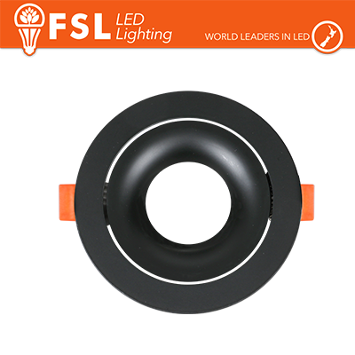 Portafaretto Ghiera Tonda Orientabile Nera Foro 90mm In Alluminio FSL