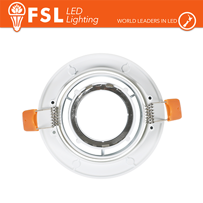 Portafaretto Ghiera Tonda Orientabile Bianca Foro 90mm In Alluminio FSL
