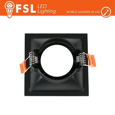 Portafaretto Ghiera Fissa Quadrata Nera Foro 75x75mm In Alluminio FSL
