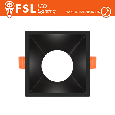 Portafaretto Ghiera Fissa Quadrata Nera Foro 75x75mm In Alluminio FSL