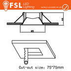 Portafaretto Ghiera Fissa Quadrata Bianca Foro 75x75mm In Alluminio FSL