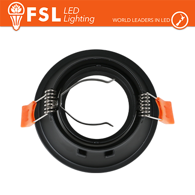Portafaretto Ghiera Orientabile Tonda Nera Foro 83mm In Alluminio FSL
