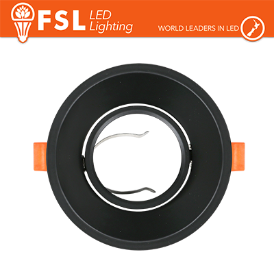 Portafaretto Ghiera Orientabile Tonda Nera Foro 83mm In Alluminio FSL