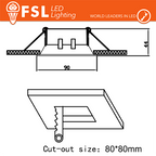 Portafaretto Ghiera Orientabile Quadrata Nera Foro 80x80mm In Alluminio FSL