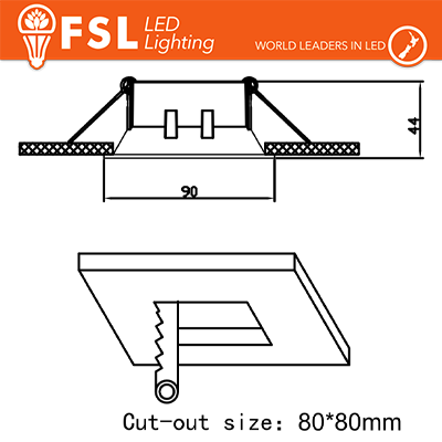 Portafaretto Ghiera Orientabile Quadrata Nera Foro 80x80mm In Alluminio FSL