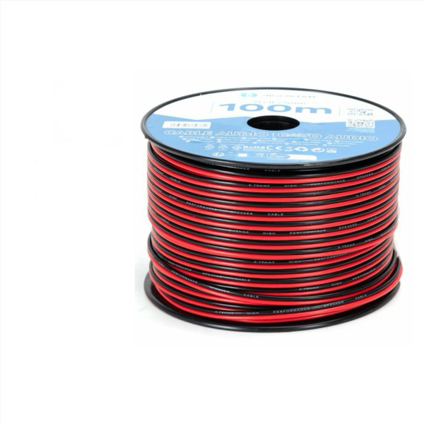 Cavo Audio Piattina Rosso Nero 2 x 0,75 mmq 100 Metri