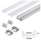 Kit 20 Barre Profilo Piatto in Alluminio per Striscia Led Anodizzato 2 Metri