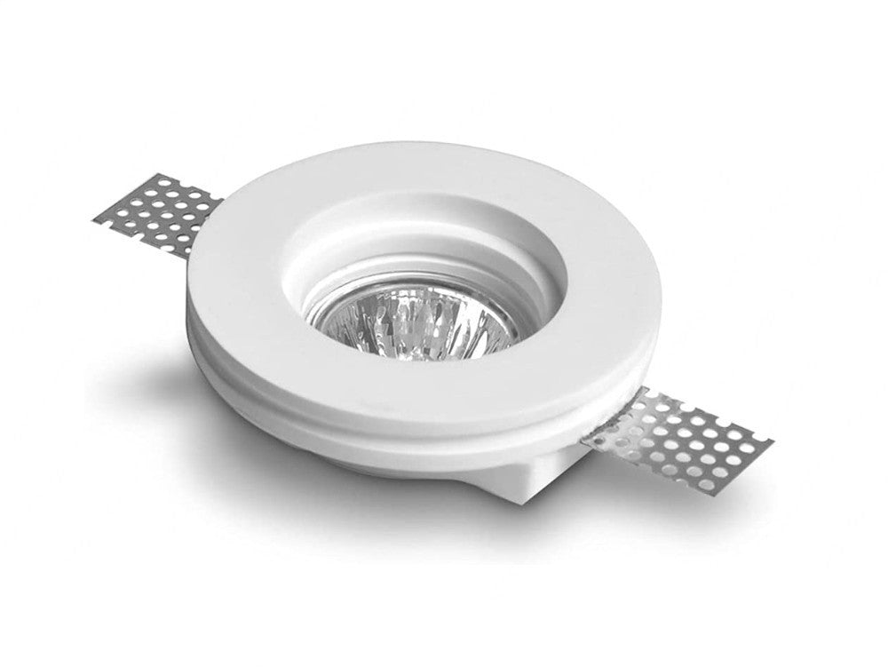 Portafaretto in Gesso Ceramico Slim Rotondo da Incasso Staffa Regolabile