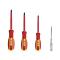 Set di 4 Cacciaviti Isolati 1 Piatto + 2 a Croce + Tester Professionali