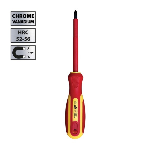 Set di 4 Cacciaviti Isolati 1 Piatto + 2 a Croce + Tester Professionali