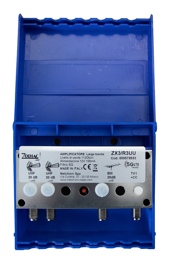 Amplificatore DVB-T2 5G Free da Palo a 3 Ingressi Bande III - UHF 20dB