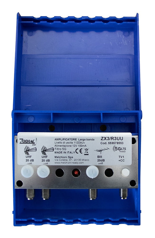 Amplificatore DVB-T2 5G Free da Palo a 3 Ingressi Bande III - UHF 20dB