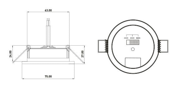 Downlight Faro Led Da Incasso Rotondo 7W CCT IP54 Foro ø65mm 600 Lumen