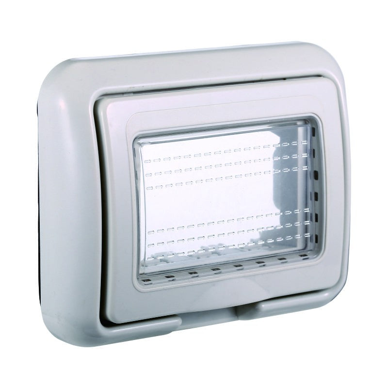 Placca Idrobox 3 Moduli Grigio IP55 Compatibile Bticino Living Light