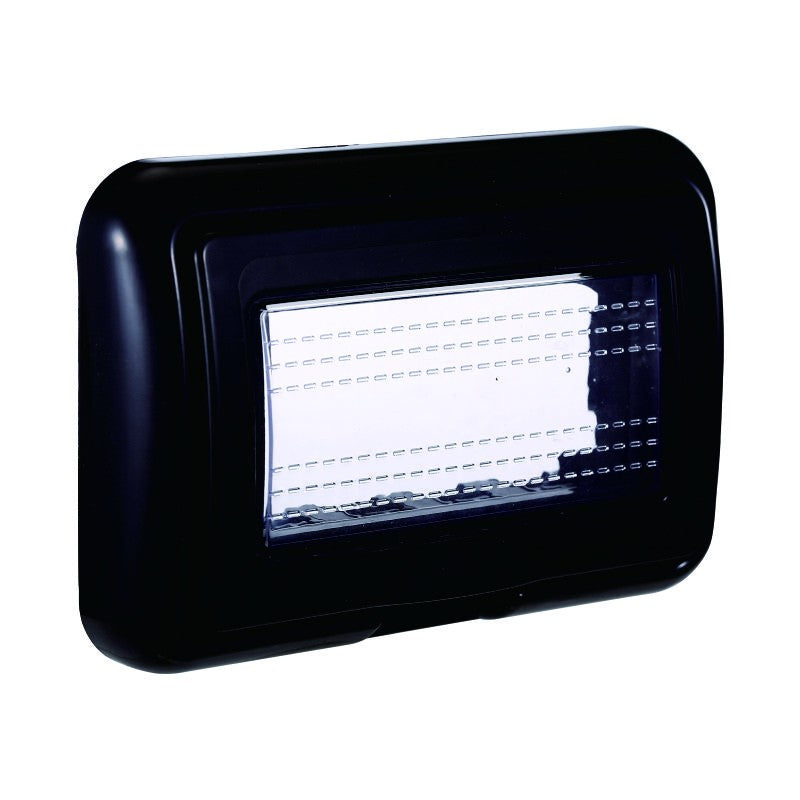 Placca Idrobox 4 Moduli Nera IP55 Compatibile Bticino Living Light