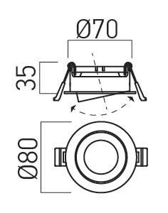 Faretto Da Incasso Rotondo Orientabile XPOLI Arelux Bianco/Oro Per GU10 o GU5.3