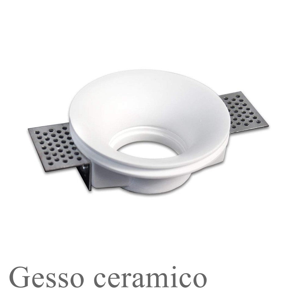 Portafaretto Incasso Tondo Conico in Gesso Ceramico Alette Regolabili