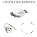 Portafaretto Incasso Tondo Conico in Gesso Ceramico Alette Regolabili