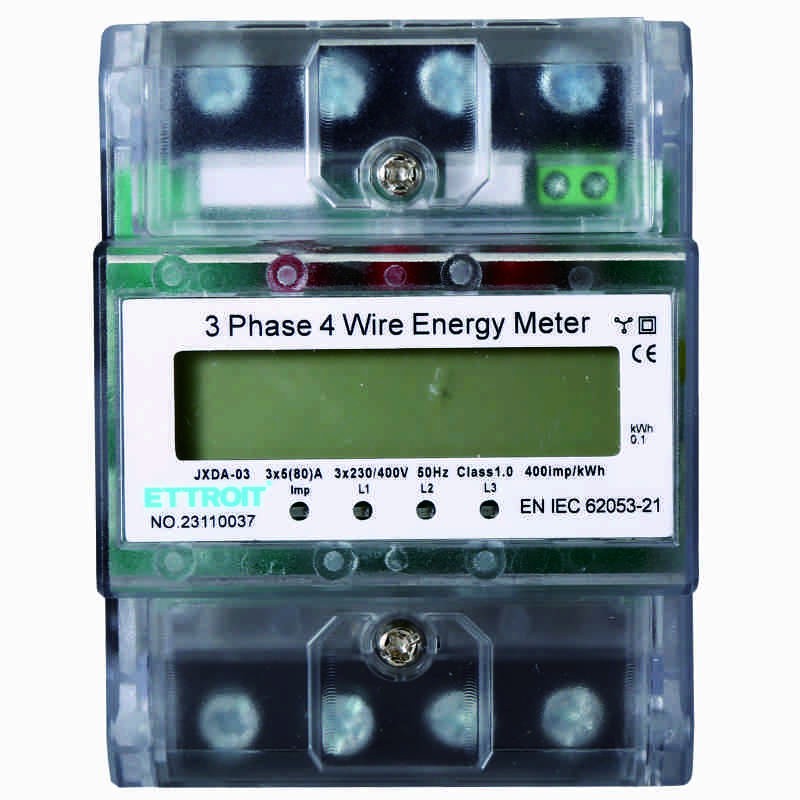 Contatore di Corrente Trifase 380V 5A ~ 80A 4 Moduli Ettroit JXDA-03