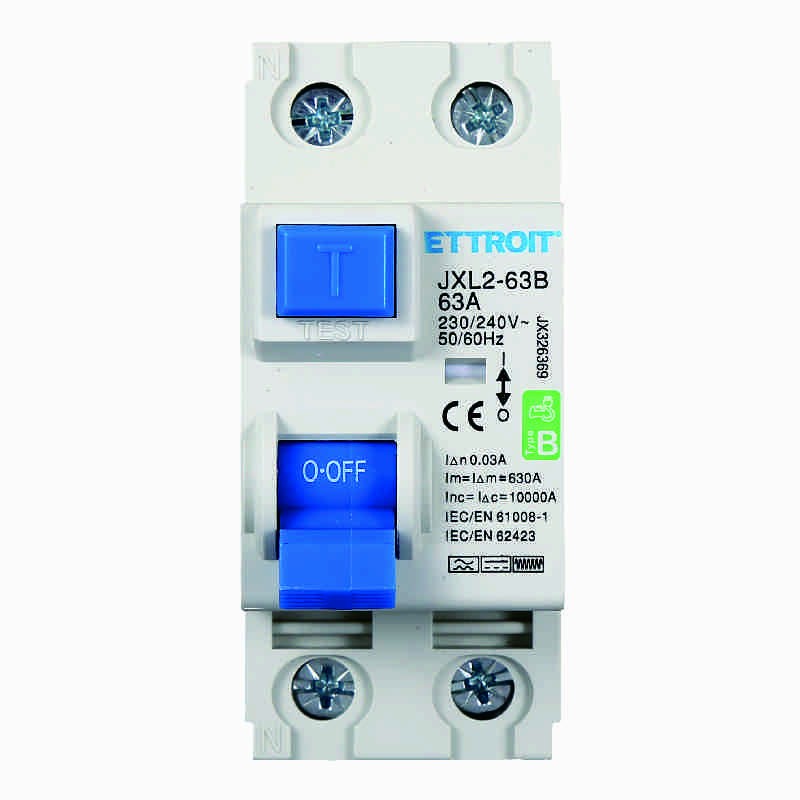 Ettroit Magnetotermico Differenziale Puro 2P 63A 30mA CURVA B 6KA AC/DC 220V