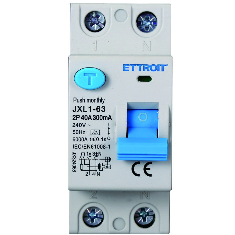 Ettroit Interruttore Differenziale Puro 2P 40A 300mA 220V-6KA CLASSE A JX324068
