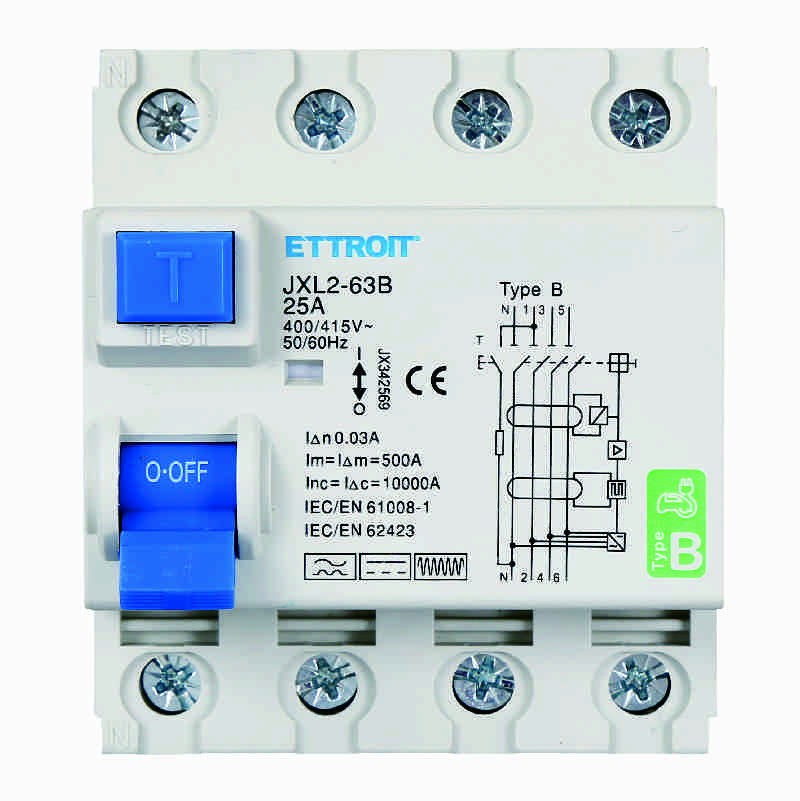 Ettroit Magnetotermico Differenziale Puro 4P 16A 30mA CURVA B 6KA AC/DC 380V