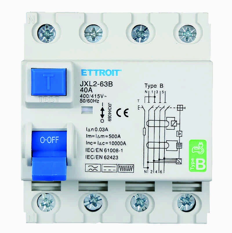 Ettroit Magnetotermico Differenziale Puro 4P 40A 30mA CURVA B 6KA AC/DC 380V
